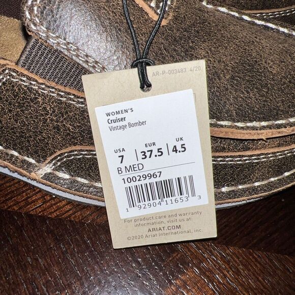 Ariat® Ladies Cruiser Vintage Bomber Brown Casual Slip-on Womens 7 Med NWOB‎ - Picture 4 of 9